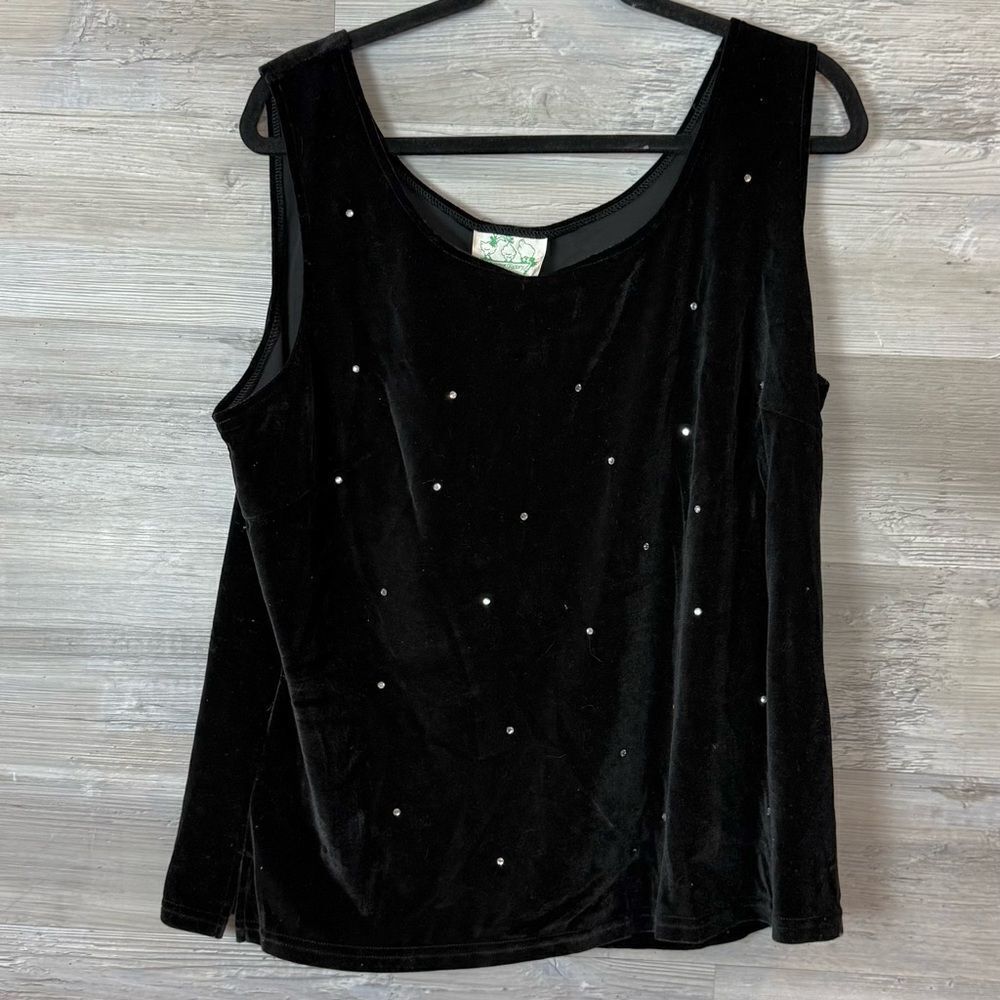 Quacker Factory Black Velvet Tank Top with Embellishments